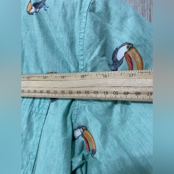 Ocean Current Men's Size M Toucan Print Shirt Tropical Green 100% Cotton - Picture 7 of 8